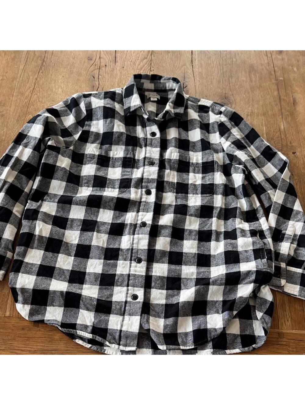 J. Crew Black and White Plaid Shirt with pockets size small